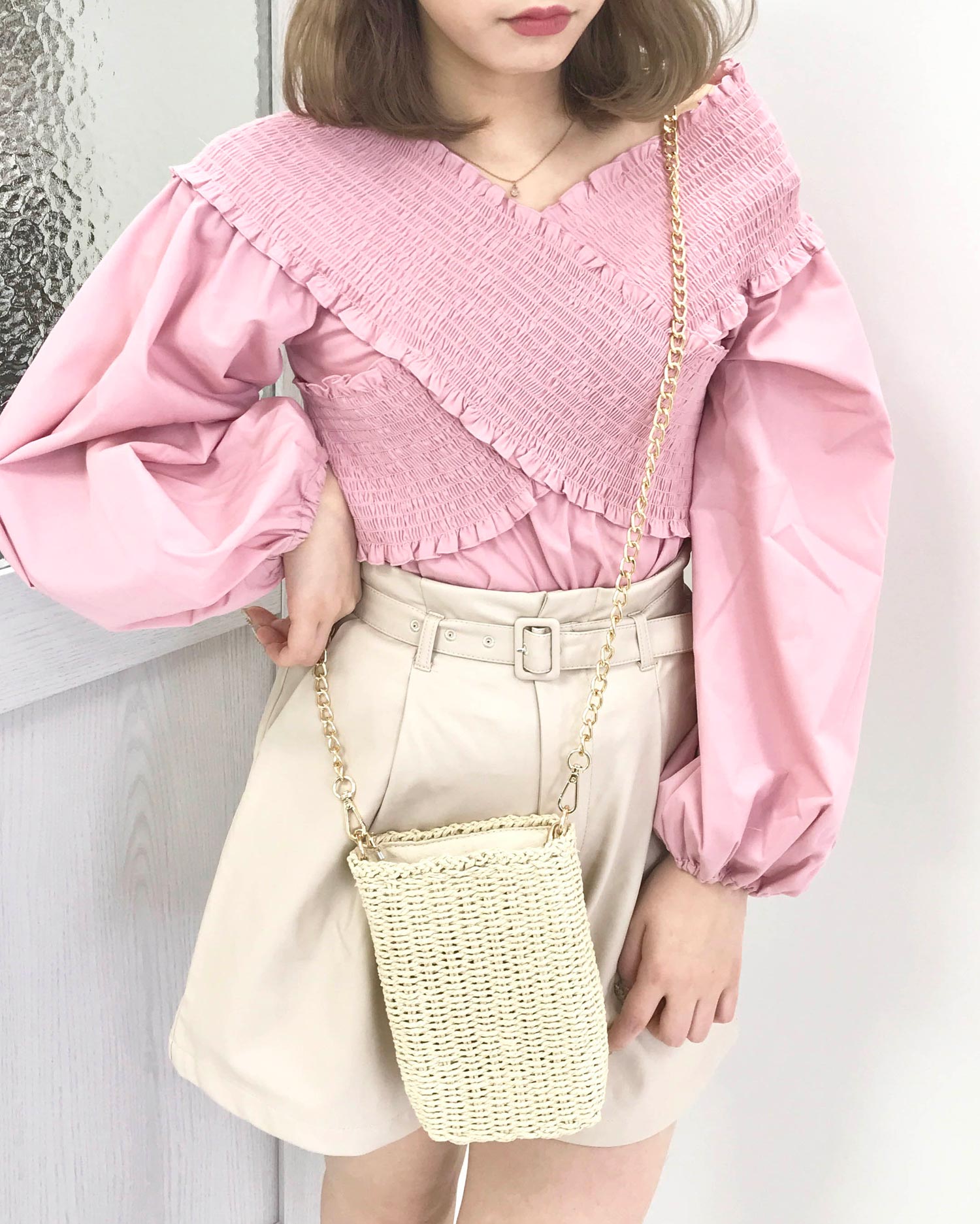lilLilly オーガンジーシャーリングトップスピンク シャーリングクロストップス｜INGNI(イング) 公式通販｜INGNI STORE
