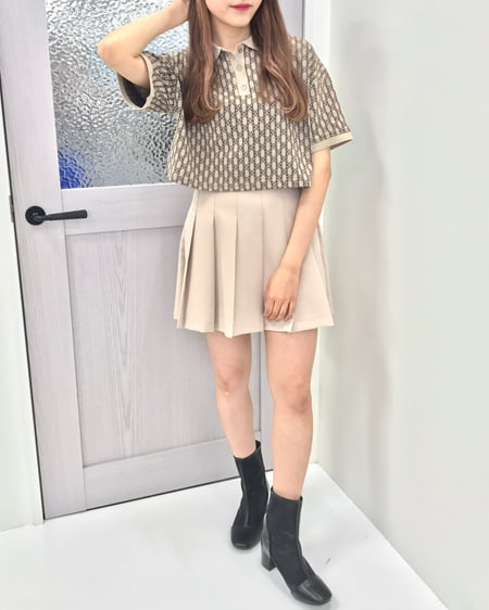 INGNI(イング) ジャガード柄トップス+プリーツスカパン/SET ベージュ