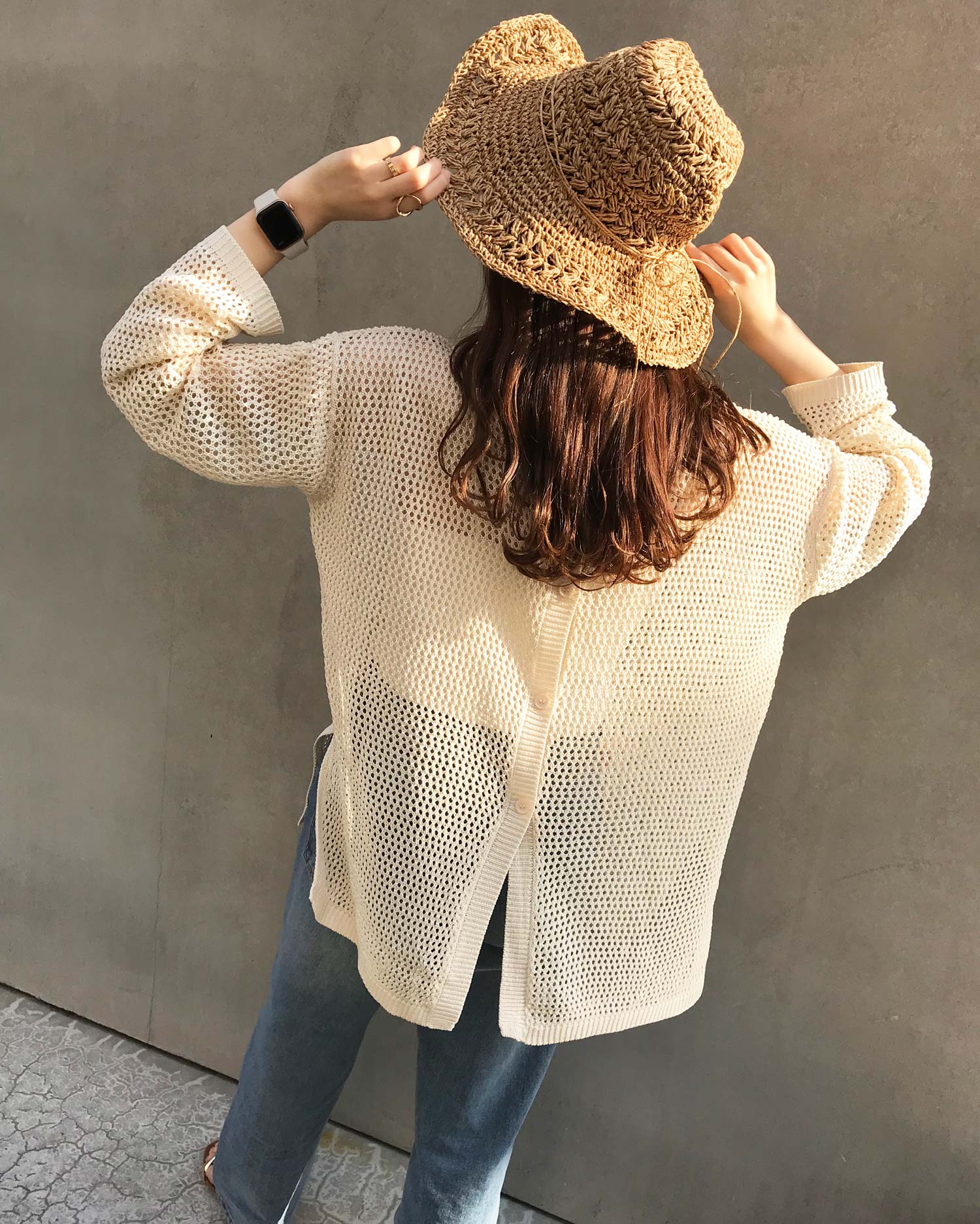 INGNI(イング) 2WAYメッシュニットカーディガン - M - アイボリー
