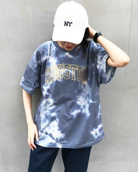 INGNI（イング） タイダイ柄カレッジロゴチュニックTシャツ ｸﾞﾚｰ