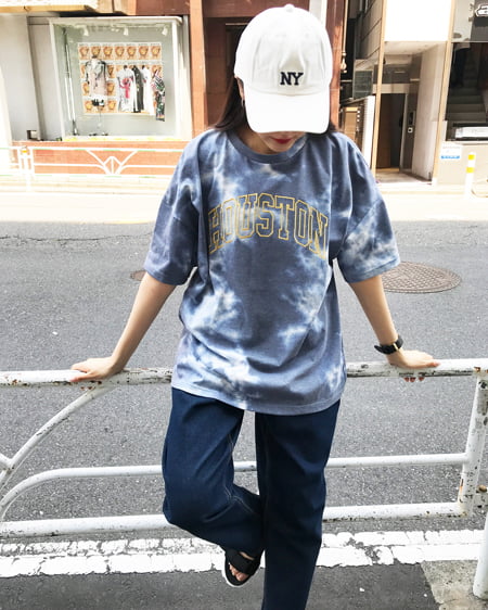 INGNI（イング） タイダイ柄カレッジロゴチュニックTシャツ ｸﾞﾚｰ