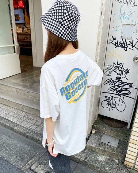 INGNI（イング） BACK発泡サークルロゴTシャツ ｵﾌﾎﾜｲﾄ/ﾌﾞﾙｰ