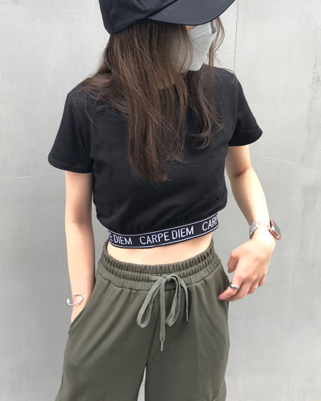 【着用動画あり】裾ゴムロゴTシャツ