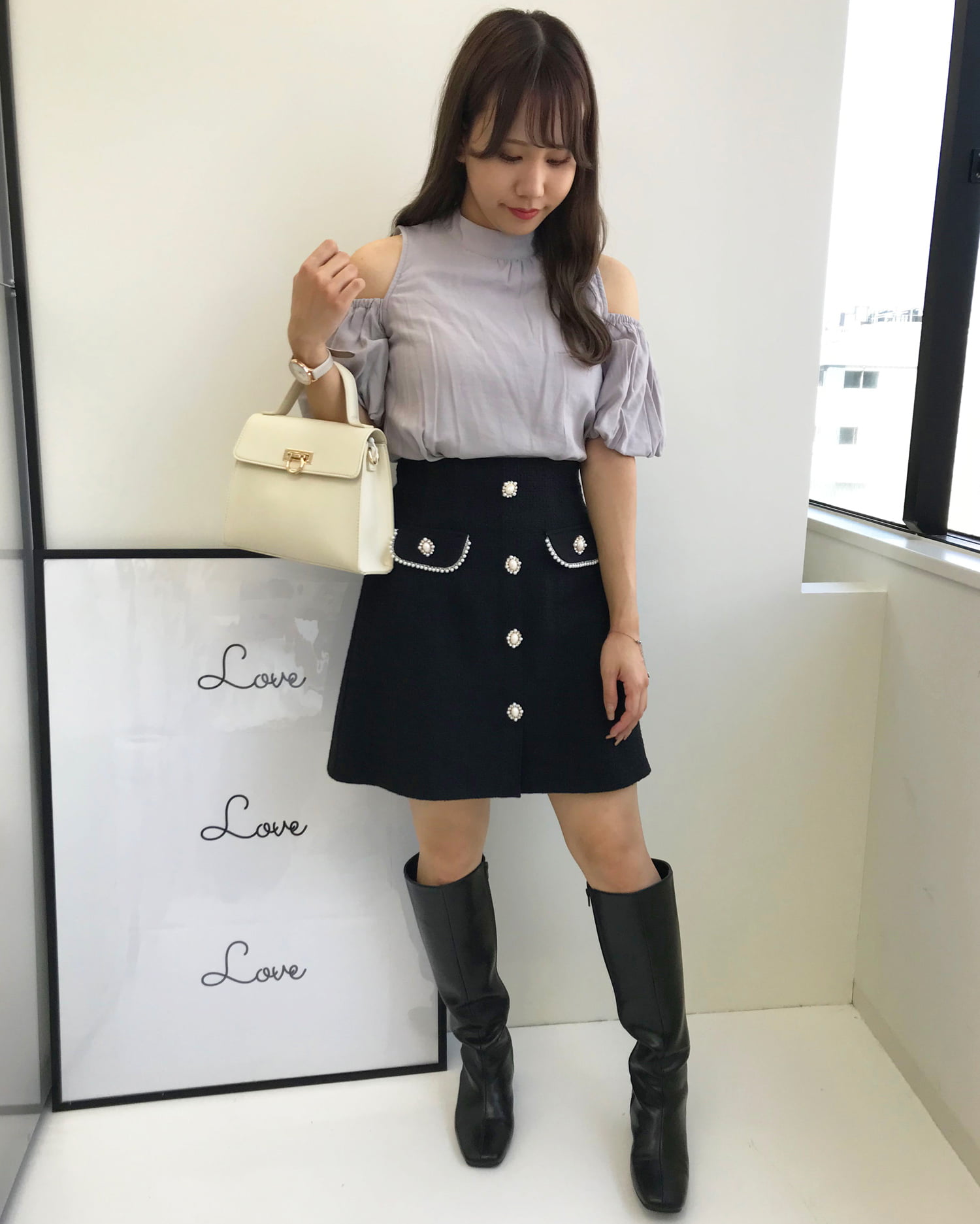 装飾ボタンツイードミニスカート｜INGNI(イング) 公式通販