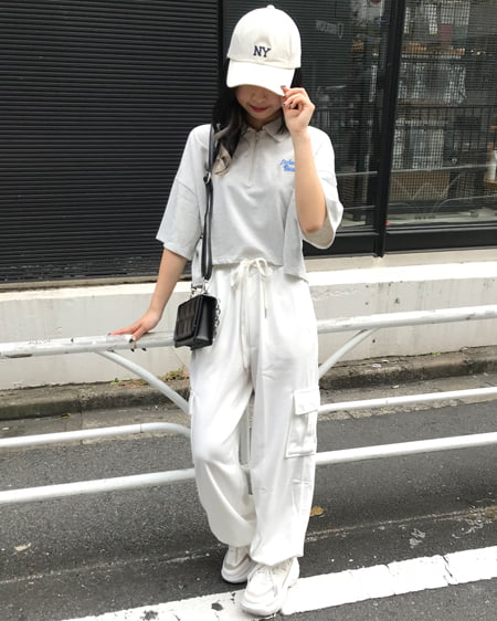 ハーフZIP胸刺繍Tシャツ+スウェットパンツ/SET|INGNI(イング ハーフZIP胸刺繍Tシャツ+スウェットパンツ/SET|INGNI(イング