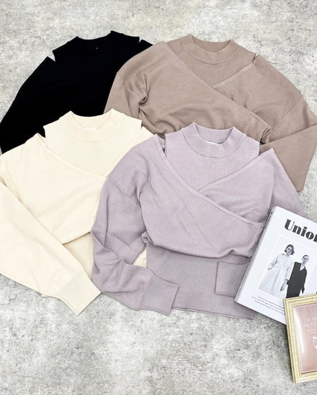 INGNI（イング） カシュクールニットプルオーバー ｸﾞﾚｰｼﾞｭ