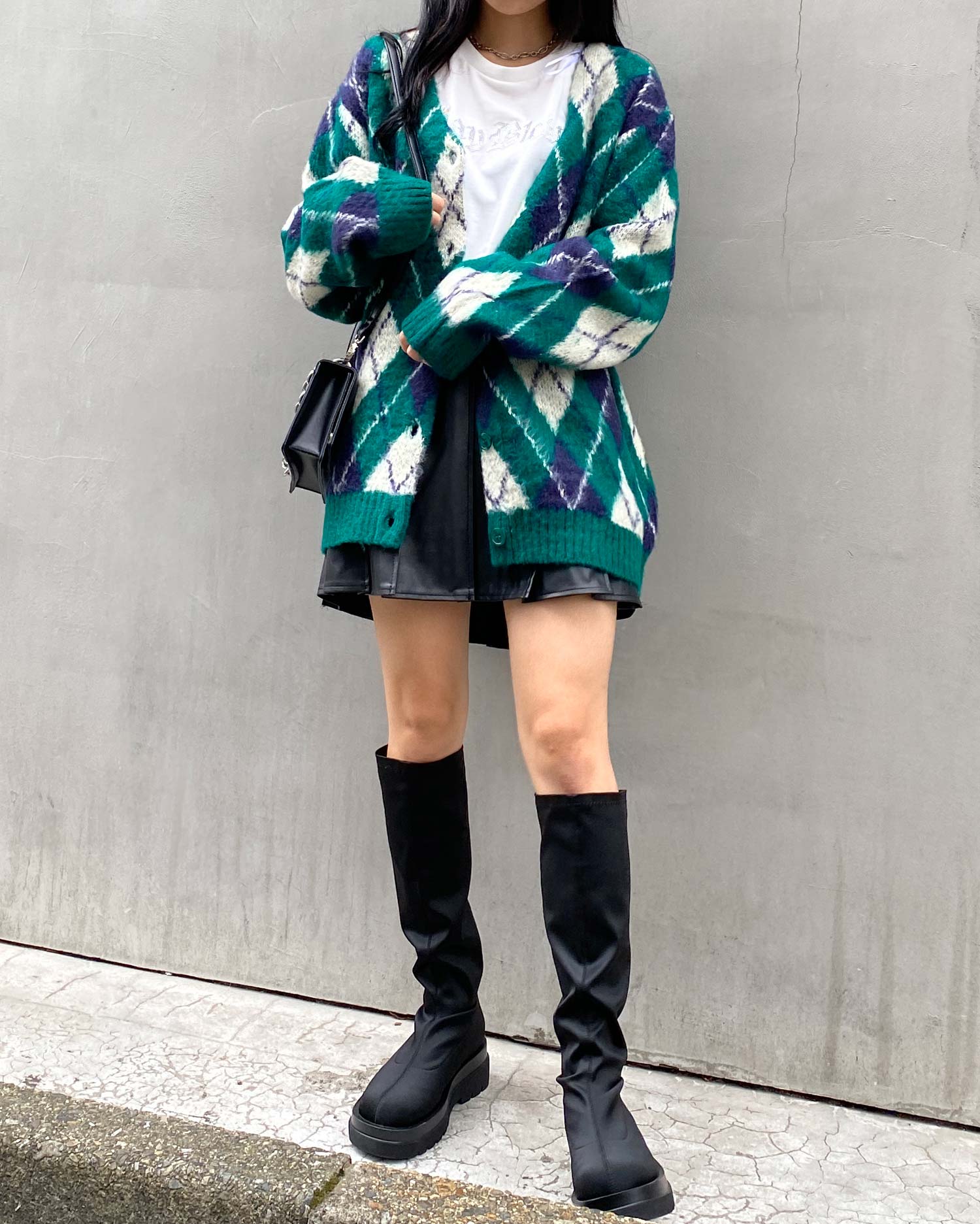 モヘアタッチアーガイル柄ロングカーディガン｜INGNI(イング) 公式通販｜INGNI STORE