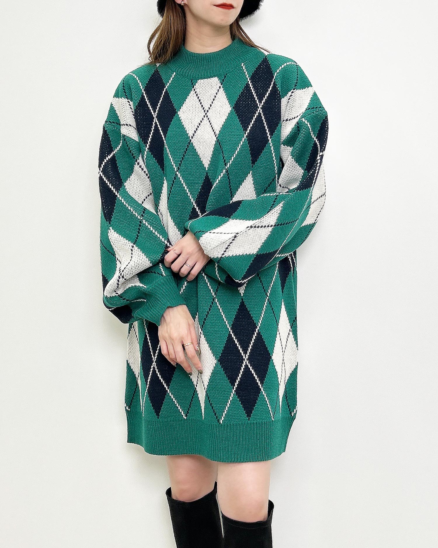 アーガイル柄モックネックニットワンピース Ingni イング 公式通販 Ingni Store