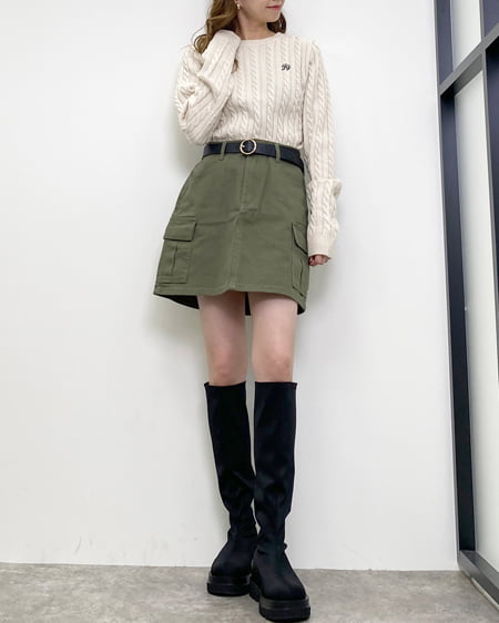 INGNI（イング） 胸刺繍ニット＋カーゴミニスカート／SET ｱｲﾎﾞﾘｰ