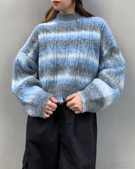 INGNI（イング） モックネックグラデーションケーブルニット ﾌﾞﾙｰ
