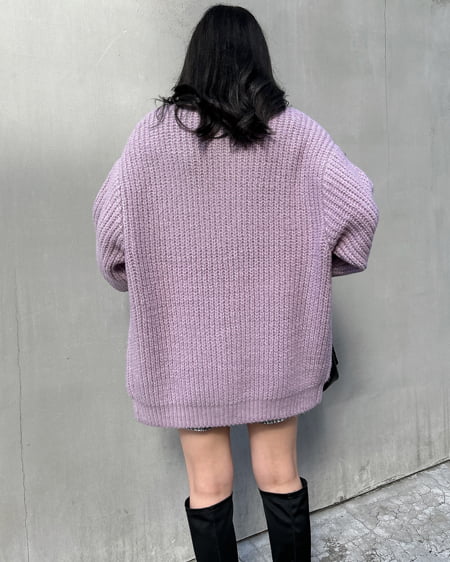 INGNI（イング） もちもち畦ルーズカーディガン ﾊﾟｰﾌﾟﾙ