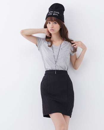 INGNI(イング) VネックTシャツ グレー/モク