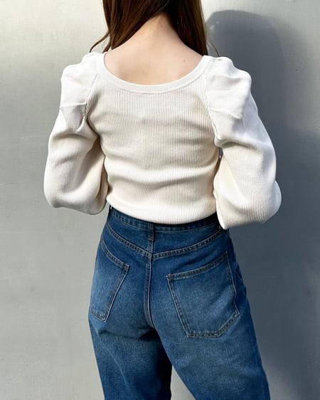 INGNI(イング) スクエアネックニット オフホワイト