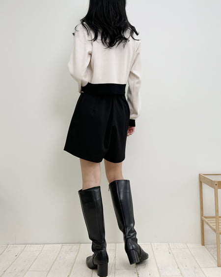 INGNI(イング) 配色装飾ボタンニットカーディガン アイボリー/クロ