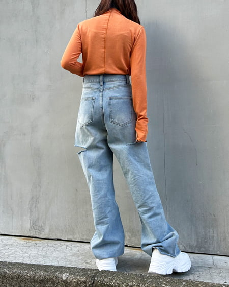 INGNI（イング） ハイネックメロウカットトップス ｵﾚﾝｼﾞ