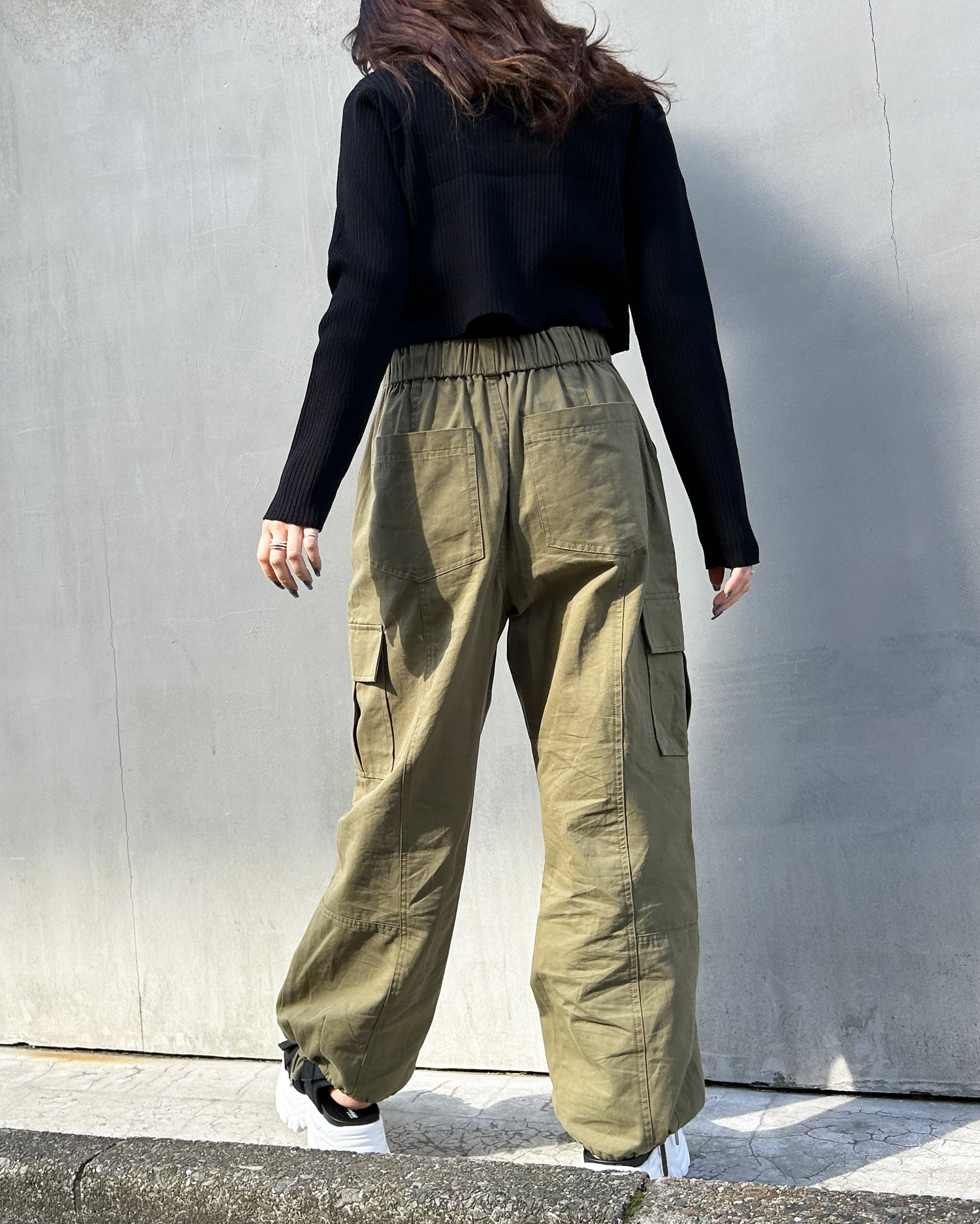 カーゴジョガーパンツ ドローストリング レディース 2XL カーキ