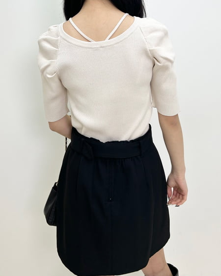 INGNI(イング) ホルタースクエアネック5分袖ニット アイボリー