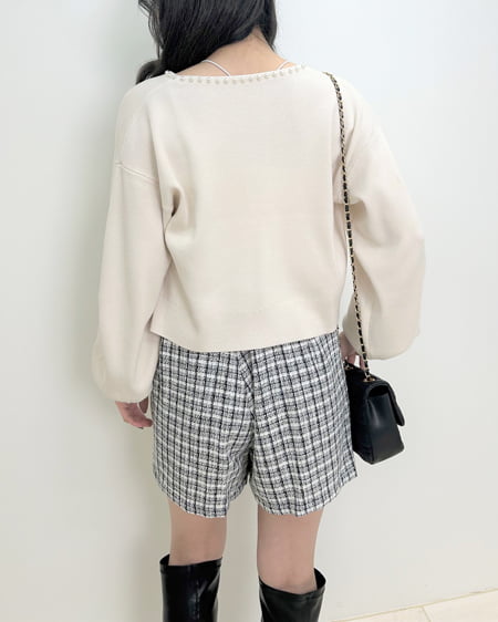 INGNI（イング） パール付ニットカーディガン ｱｲﾎﾞﾘｰ