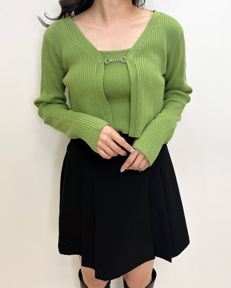 INGNI(イング) フロントチェーン付ボレロニット+キャミSET ライトグリーン