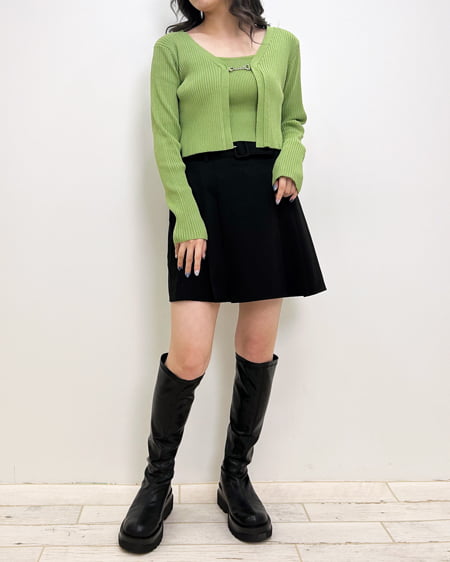 INGNI(イング) フロントチェーン付ボレロニット+キャミSET ライトグリーン