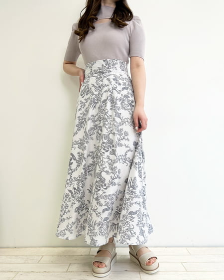 INGNI(イング) デコルテオープンパワショル5分袖ニット グレージュ