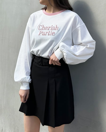 INGNI(イング) 刺しゅうロゴリンガーロングTシャツ オフホワイト/ピンク