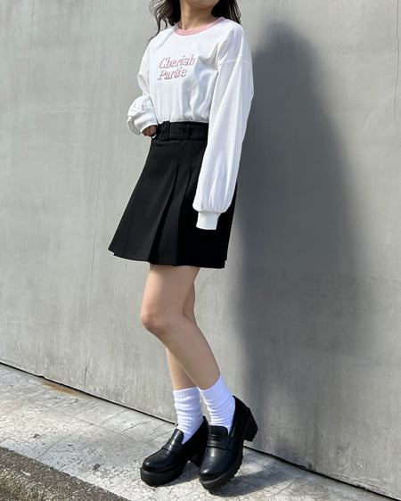 INGNI(イング) 刺しゅうロゴリンガーロングTシャツ オフホワイト/ピンク