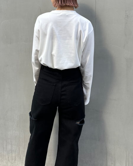 INGNI（イング） シンプルロゴロングTシャツ／Ａ ｵﾌﾎﾜｲﾄ/ﾌﾞﾙｰ