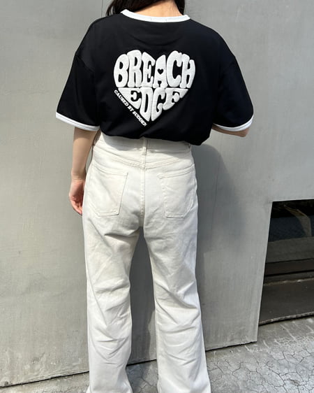 INGNI(イング) BACKハートロゴリンガーTシャツ クロ/オフホワイト