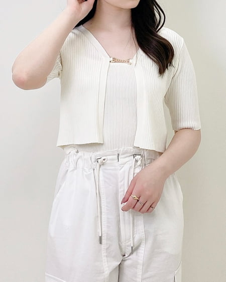 INGNI（イング） フロントチェーン付半袖ボレロニット＋キャミSET ｱｲﾎﾞﾘｰ