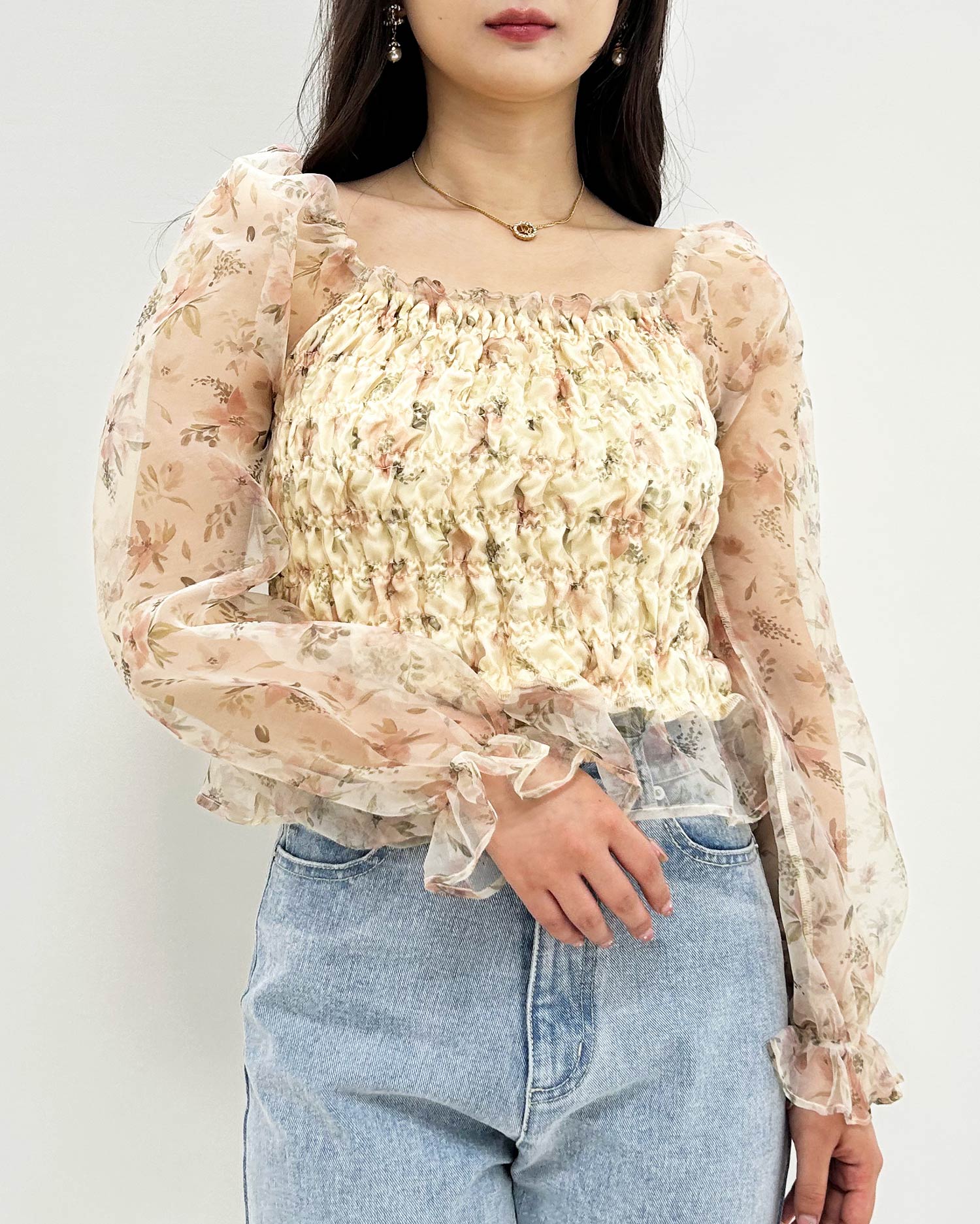 lace floral pattern tops 花柄レーストップス