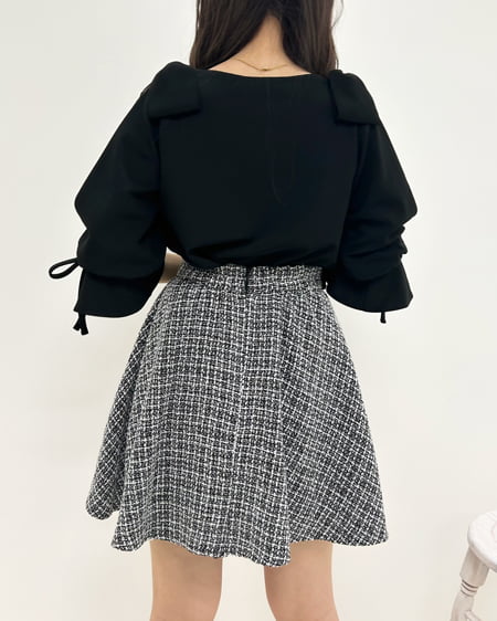 INGNI(イング) ビット付タックギャザーフレアスカート ツィード