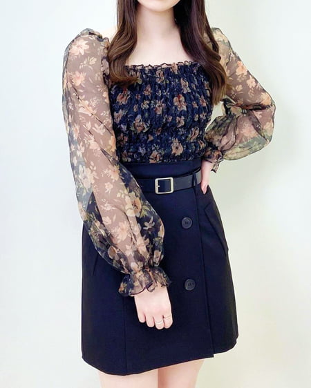 INGNI(イング) 合皮ベルト付トレンチミニスカート クロ