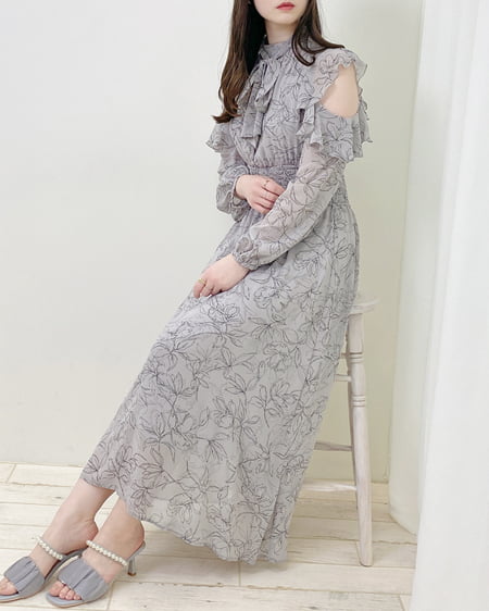 肩開きフリル花柄シフォンワンピース｜INGNI(イング) 公式通販｜INGNI