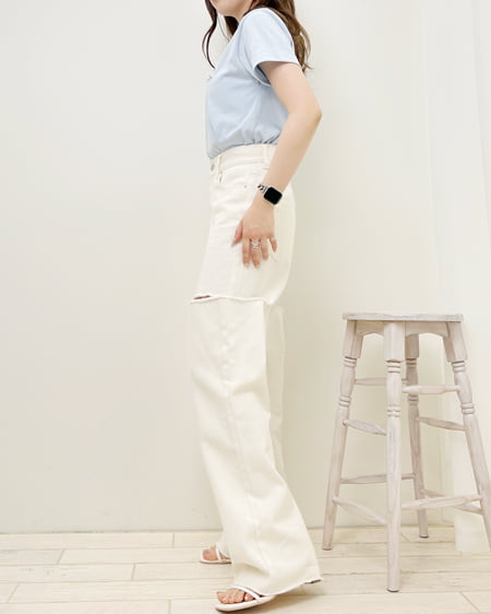 INGNI（イング） パールロゴちびTシャツ ﾗｲﾄﾌﾞﾙｰ
