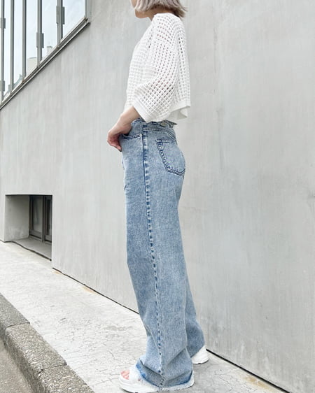 INGNI(イング) 2WAYショート丈/メッシュニット7分袖カーディガン オフホワイト