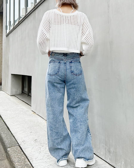 INGNI(イング) 2WAYショート丈/メッシュニット7分袖カーディガン オフホワイト