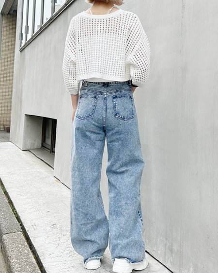 INGNI(イング) 2WAYショート丈/メッシュニット7分袖カーディガン オフホワイト