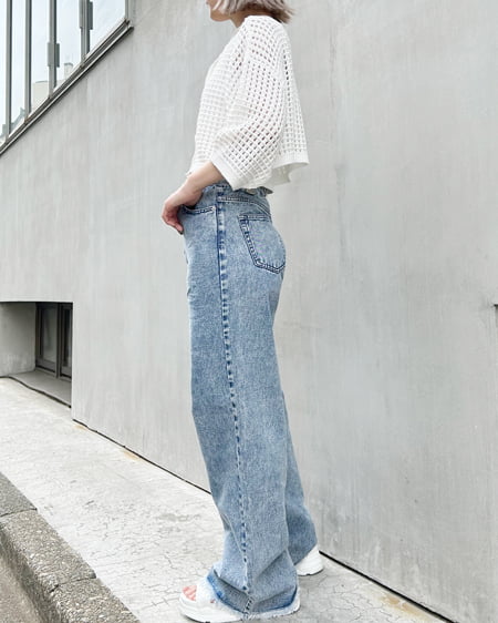 INGNI(イング) 2WAYショート丈/メッシュニット7分袖カーディガン オフホワイト