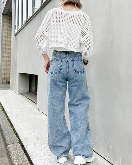 INGNI(イング) 2WAYショート丈/メッシュニット7分袖カーディガン オフホワイト