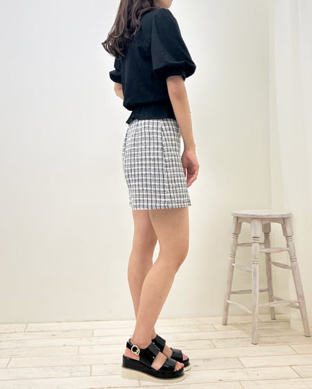 INGNI（イング） ドロストギャザー半袖ブラウス ｸﾛ