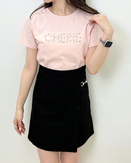 INGNI（イング） パールロゴちびTシャツ ﾋﾟﾝｸ