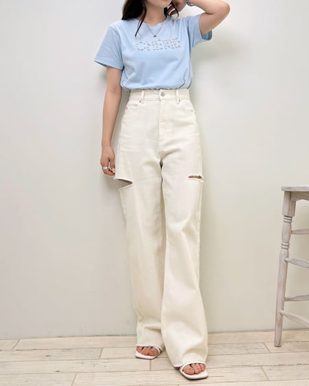 INGNI（イング） パールロゴちびTシャツ ﾗｲﾄﾌﾞﾙｰ