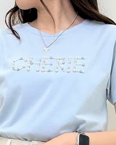 INGNI（イング） パールロゴちびTシャツ ﾗｲﾄﾌﾞﾙｰ
