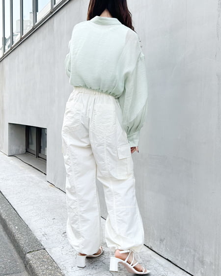 INGNI(イング) 裾ドローコードシアーシャツ ミントグリーン