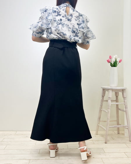 INGNI（イング） 袖フリル花柄シアー5分袖／ブラウス ｵﾌﾎﾜｲﾄ/ｺﾝ