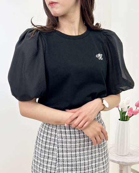 【着用動画あり】バルーン袖ロゴTシャツ