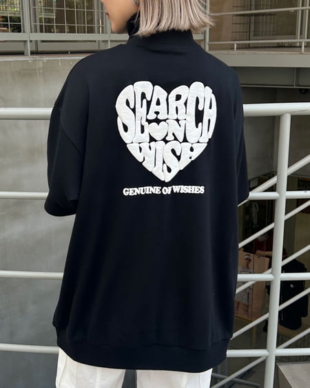 BACKハートロゴハーフZIPミニスウェットチュニック
