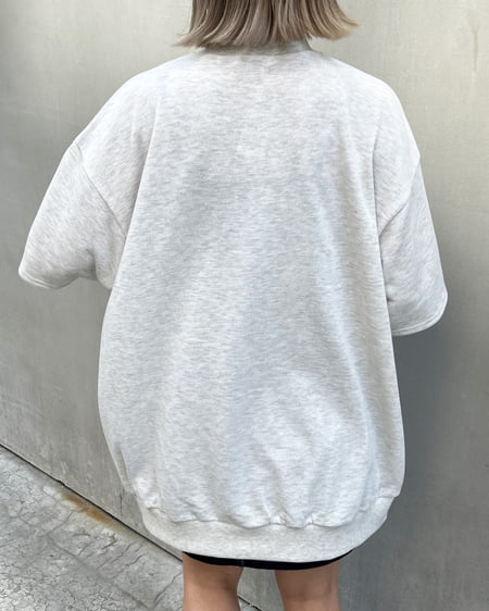 INGNI(イング) ハーフZIPカレッジロゴミニスウェット半袖チュニック オートミール/コン