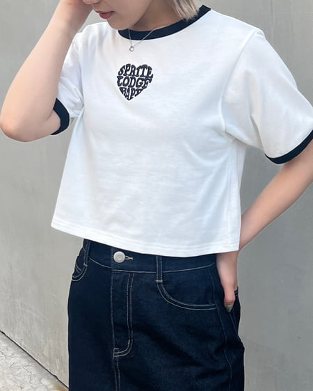 【着用動画あり】胸ハートロゴリンガーTシャツ